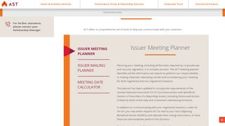 
                            4. Issuer Meeting Planner - AST