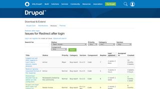 
                            6. Issues for Redirect after login | Drupal.org