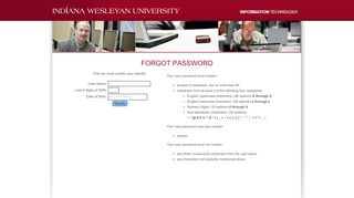 
                            9. IT Forgot Password | Indiana Wesleyan University