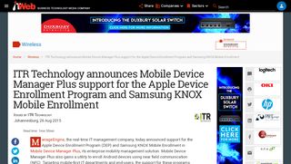 
                            6. ITR Technology announces Mobile Device Manager Plus ...