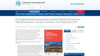 
                            9. ITU Regional Radiocommunication Seminar 2018 for the Americas ...