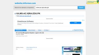 
                            6. iulms-ac.iqra.edu.pk at WI. IU Learning Management System: Login to ...