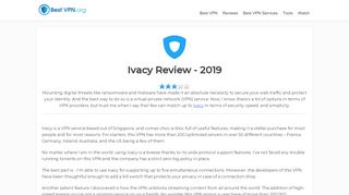 
                            8. Ivacy Review – 2019 | BestVPN.org