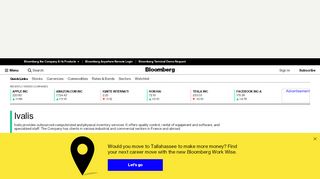 
                            9. Ivalis - Company Profile and News - Bloomberg Markets