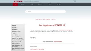 
                            4. I've forgotten my KONAMI ID. – Konami Games