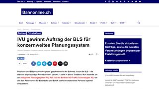 
                            6. IVU gewinnt Auftrag der BLS für konzernweites Planungssystem ...