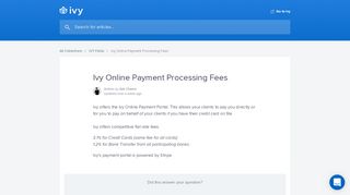 
                            3. Ivy Online Payment Processing Fees | Ivy Help Center