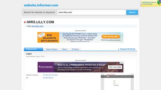 
                            7. iwrs.lilly.com at Website Informer. Logon. Visit Iwrs Lilly.