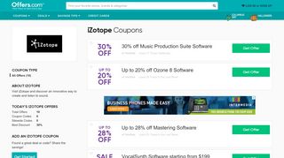 
                            9. iZotope Coupons & Promo Codes 2019: 30% off - Offers.com