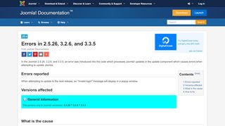 
                            5. J3.x:Errors in 2.5.26, 3.2.6, and 3.3.5 - Joomla ...