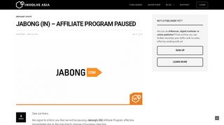 
                            5. Jabong (IN) - Affiliate Program Paused - blog.involve.asia