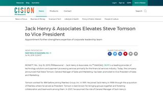
                            7. Jack Henry & Associates Elevates Steve Tomson to Vice ...