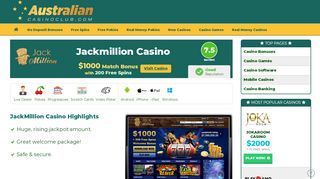 
                            5. Jackmillion Casino - $1000 Sign Up Match Bonus + …