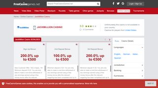 
                            7. JackMillion Casino Online Casino Review - …