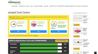
                            6. Jackpot Cash Casino - R250 No Deposit Bonus Code