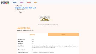 
                            1. Jackpot Liner Review | £5 Free | 300% 1st Deposit Bonus