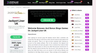 
                            5. Jackpot Liner UK | £20 Free No Deposit Win Real Money