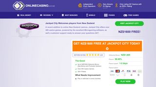 
                            5. JackpotCity™ Casino NZ 2019 - NZ$1600 FREE Bonus!