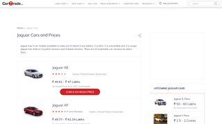 
                            8. Jaguar Cars India, Jaguar Car Price, Models, Review | CarTrade
