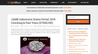 
                            2. JAMB Admission Status Portal: 2019 Checking & Past Years (UTME/DE)
