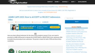 
                            3. JAMB CAPS 2019 : How to ACCEPT or REJECT Admission Offer - MSG