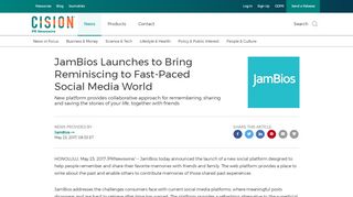 
                            5. JamBios Launches to Bring Reminiscing to Fast-Paced Social Media ...
