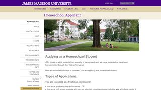 
                            6. James Madison University - Homeschool Applicant