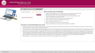 
                            3. Janata Sahakari Bank Ltd., Pune - Login Personal Banking