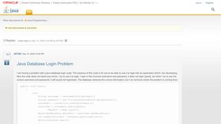 
                            8. Java Database Login Problem | Oracle Community