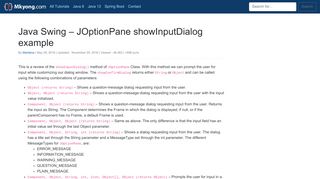 
                            6. Java Swing – JOptionPane showInputDialog …