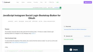 
                            7. JavaScript Instagram Social Login Bootstrap Button for ...