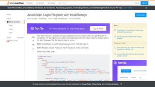 
                            2. JavaScript: Login/Register with localStorage - Stack Overflow