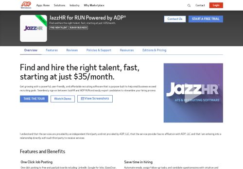 
                            6. JazzHR for RUN Powered by ADP® by JazzHR | ADP Marketplace