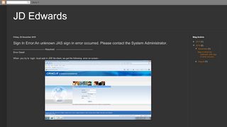 
                            8. JD Edwards : Sign In Error:An unknown JAS …