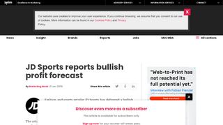 
                            9. JD Sports reports bullish profit forecast – Marketing Week