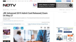 
                            7. JEE Advanced 2019 Admit Card Released @ Jeeadv.ac.in ...