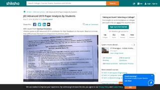 
                            9. JEE Advanced 2019 Paper Analysis by Students - shiksha.com