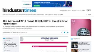 
                            7. JEE Advanced 2019 Result HIGHLIGHTS: Direct link for ...