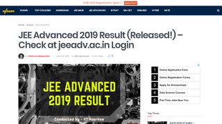 
                            8. JEE Advanced 2019 Result (Released!) - Check at jeeadv.ac ...