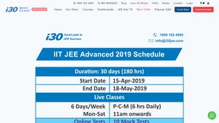 
                            8. JEE Advanced 2019 Schedule - i30jee.com