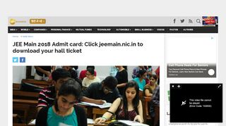 
                            7. JEE Main 2018 Admit card: Click jeemain.nic.in to download ...