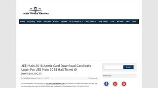 
                            4. JEE Main 2018 Admit Card Download Candidate Login For JEE ...