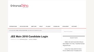 
                            8. JEE Main 2018 Candidate Login - EntranceDisha- …