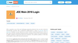 
                            9. JEE Main 2018 Login, Syllabus, Colleges and Seat Matrix