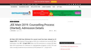 
                            7. JEE Main 2019: Counselling Process (Started), …