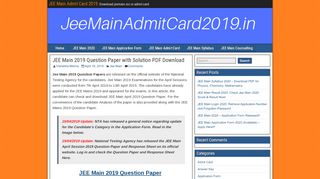 
                            5. JEE Main 2019 Question Paper with Solution PDF Download