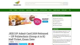 
                            7. JEECUP Admit Card 2019 Out - freshersnow.com