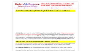 
                            8. JEECUP Admit Card 2019 UPJEE Polytechnic Entrance Exam ...