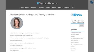 
                            9. Jennifer Hadley, DO Family Medicine| Valley Health