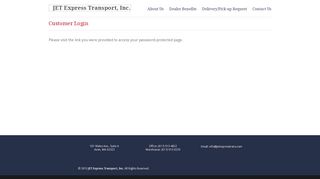 
                            1. JET Express Transport, Inc. Customer Login